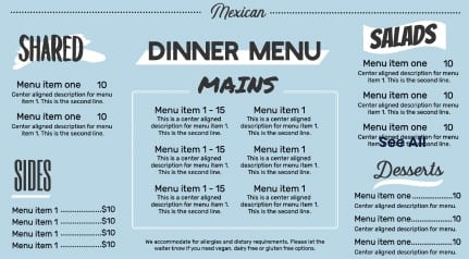 digital menu